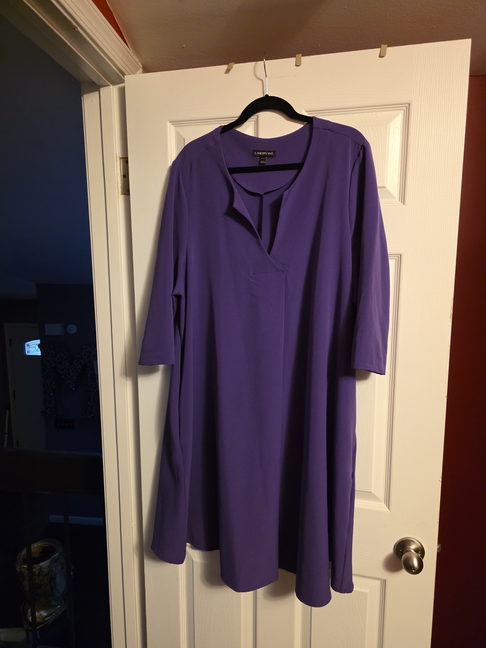 Lane Bryant Purple Midi Split-Neck Swing Dress